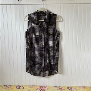 J.Crew Black and White Sleeveless Plaid Blouse